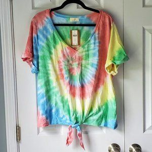 Anthropologie Darya Tie-Front Tee Tie Dye